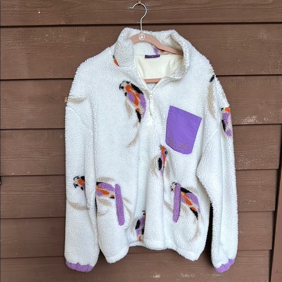 Taylor Swift Speak Now Koi Print White and Purple Sherpa Jacket size XL - Picture 1 of 4